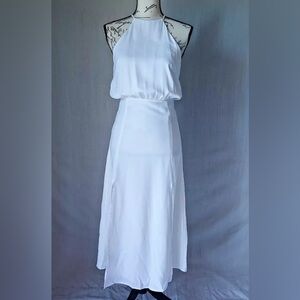 dRA Los Angeles Party Cocktail Halter Midi Dress Sleeveless White Women XS